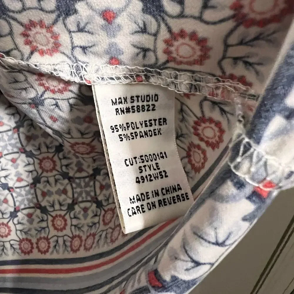 Max Studio Blue and Red Patterned Dress Like New - Picture 5 of 6